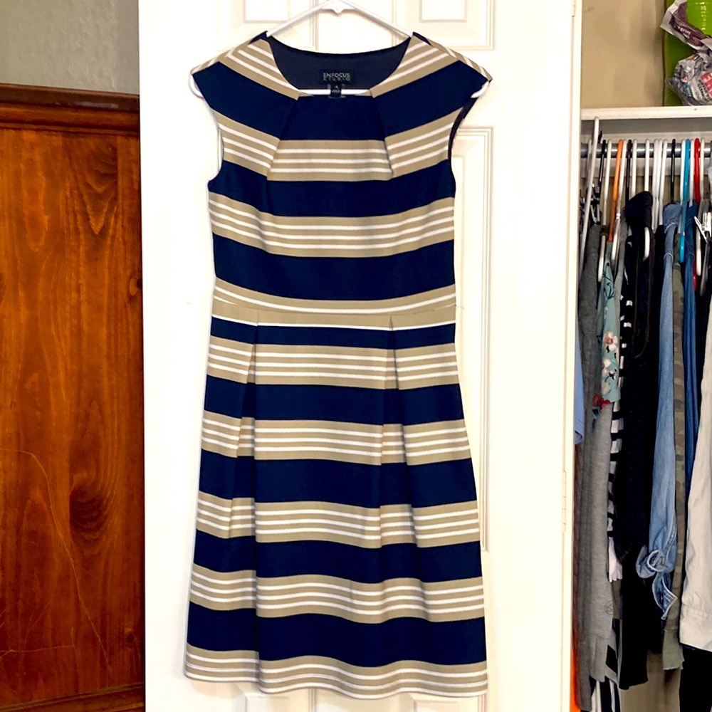 Navy blue and beige dress
